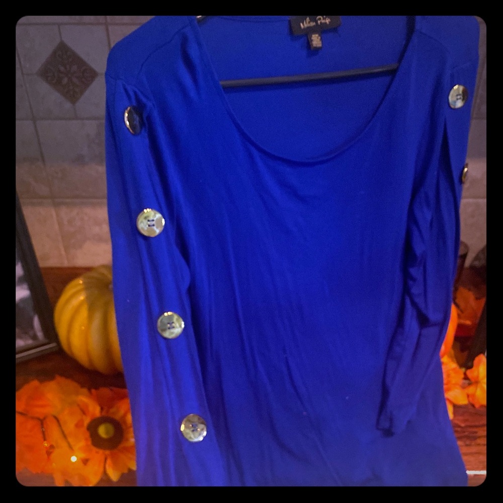 Blue Top with Gold Embellishments